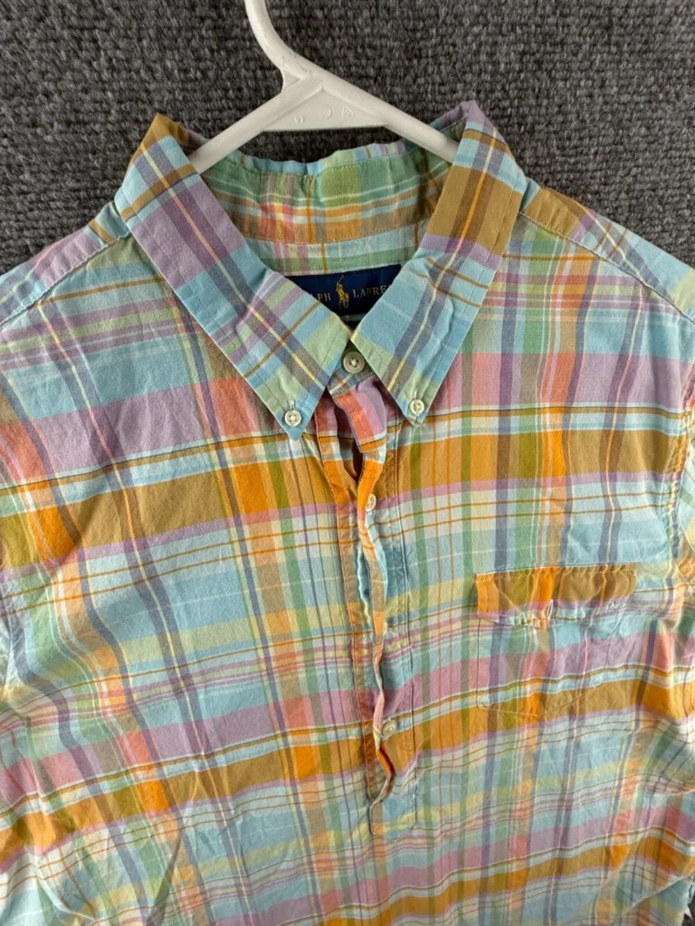 Polo Ralph Lauren ` Twill Plaid Colorful XL Short Sleeve Pullover Light
